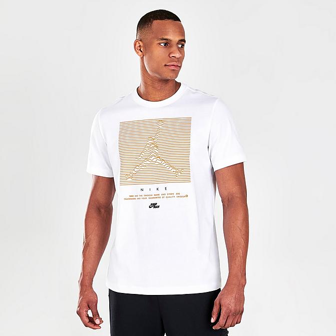 Front view of Men's Jordan Jumpman Altitude Graphic Print Short-Sleeve T-Shirt in White/Light Curry Click to zoom