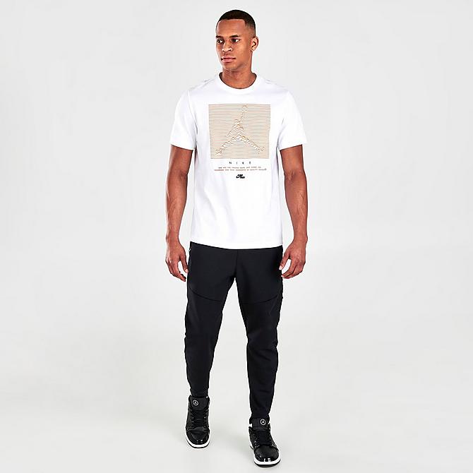 Front Three Quarter view of Men's Jordan Jumpman Altitude Graphic Print Short-Sleeve T-Shirt in White/Light Curry Click to zoom