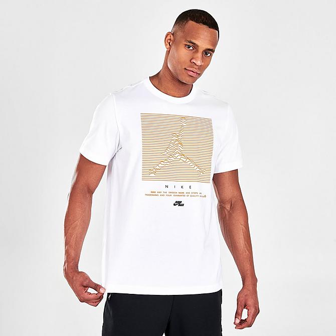 Back Left view of Men's Jordan Jumpman Altitude Graphic Print Short-Sleeve T-Shirt in White/Light Curry Click to zoom
