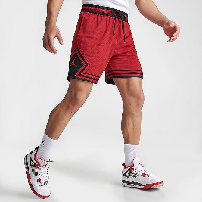 Front view of Men's Jordan Sport Dri-FIT Air Diamond Shorts in Gym Red/Black/Gym Red/Gym Red Click to zoom