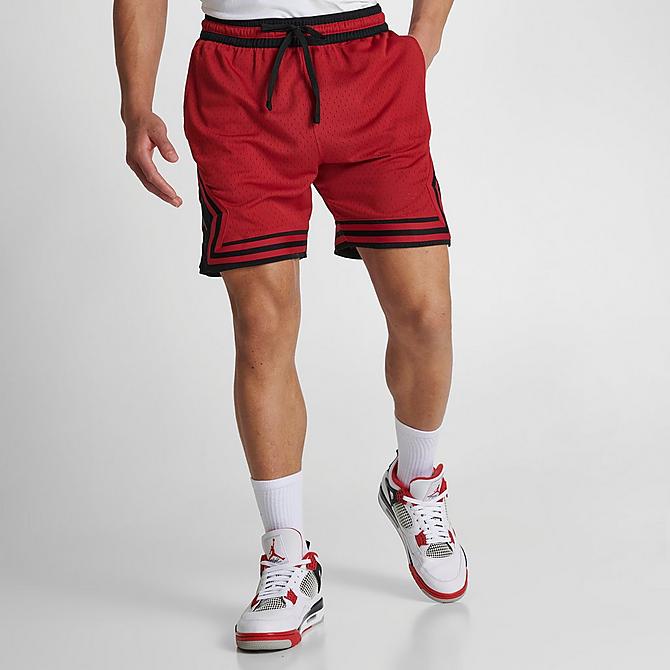 Back Left view of Men's Jordan Sport Dri-FIT Air Diamond Shorts in Gym Red/Black/Gym Red/Gym Red Click to zoom