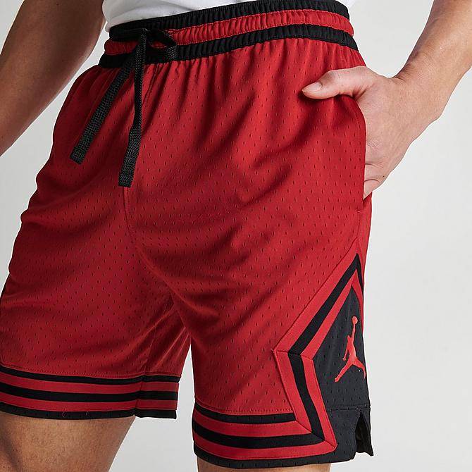 On Model 5 view of Men's Jordan Sport Dri-FIT Air Diamond Shorts in Gym Red/Black/Gym Red/Gym Red Click to zoom