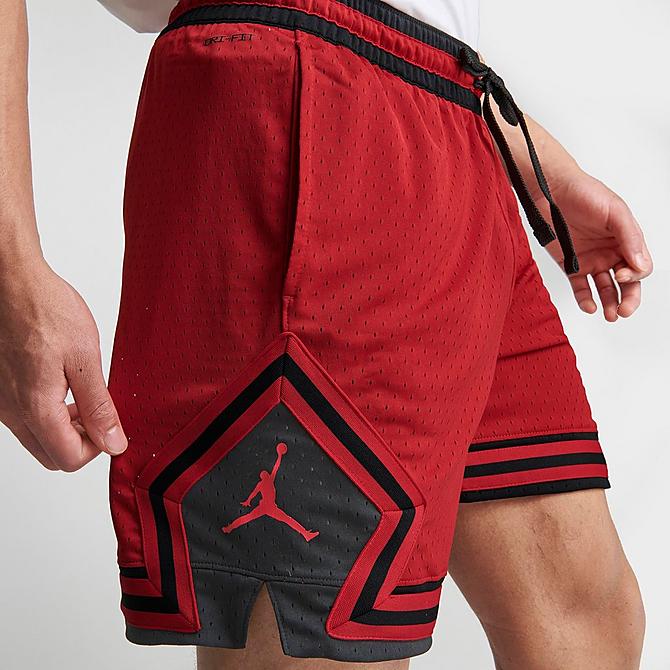 On Model 6 view of Men's Jordan Sport Dri-FIT Air Diamond Shorts in Gym Red/Black/Gym Red/Gym Red Click to zoom