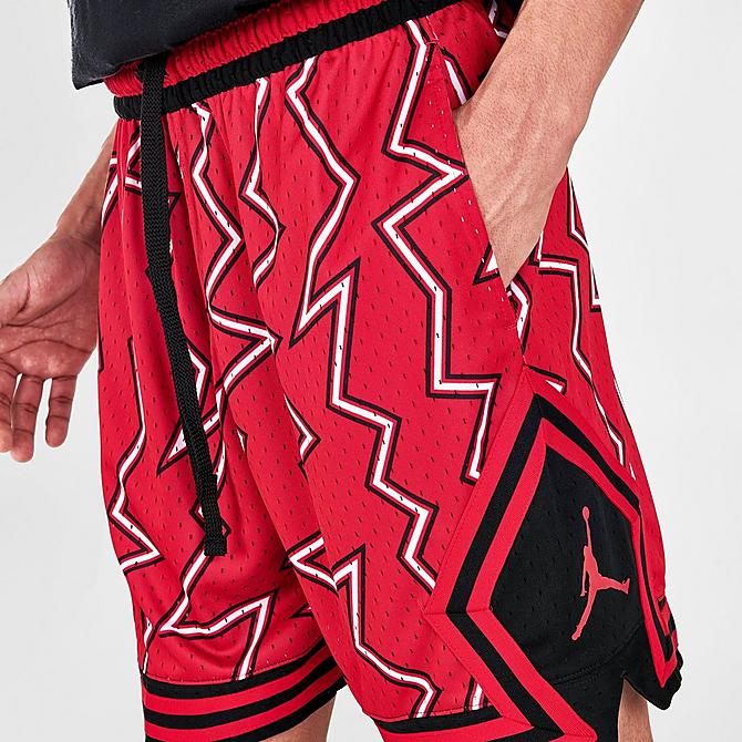 On Model 5 view of Men's Jordan Sport Dri-FIT Air Diamond All-Over Print Shorts in Gym Red/Black/Gym Red Click to zoom