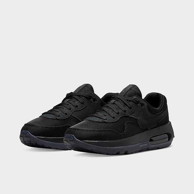 Three Quarter view of Big Kids' Nike Air Max Motif Casual Shoes in Black/Anthracite/Black Click to zoom