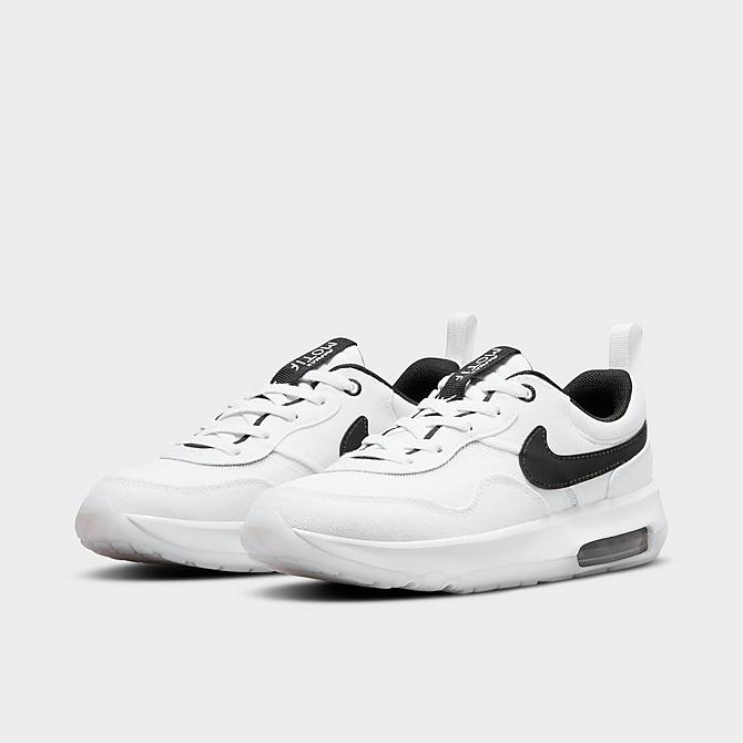 Three Quarter view of Little Kids' Nike Air Max Motif Casual Shoes in White/Black/White Click to zoom