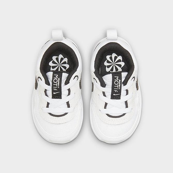Back view of Kids' Toddler Nike Air Max Motif Casual Shoes in White/Black/White Click to zoom