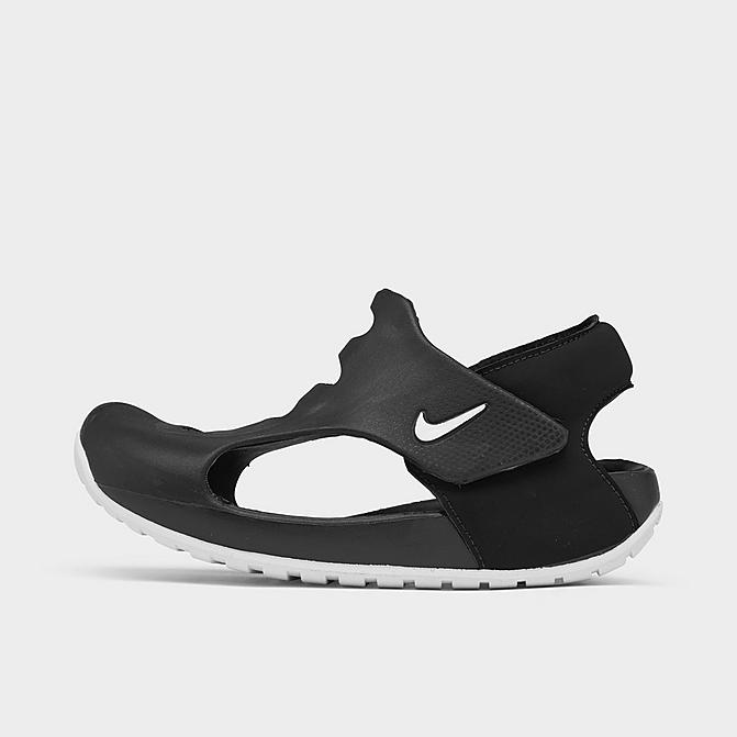 Right view of Little Kids' Nike Sunray Protect 3 Slide Sandals in Black/White Click to zoom