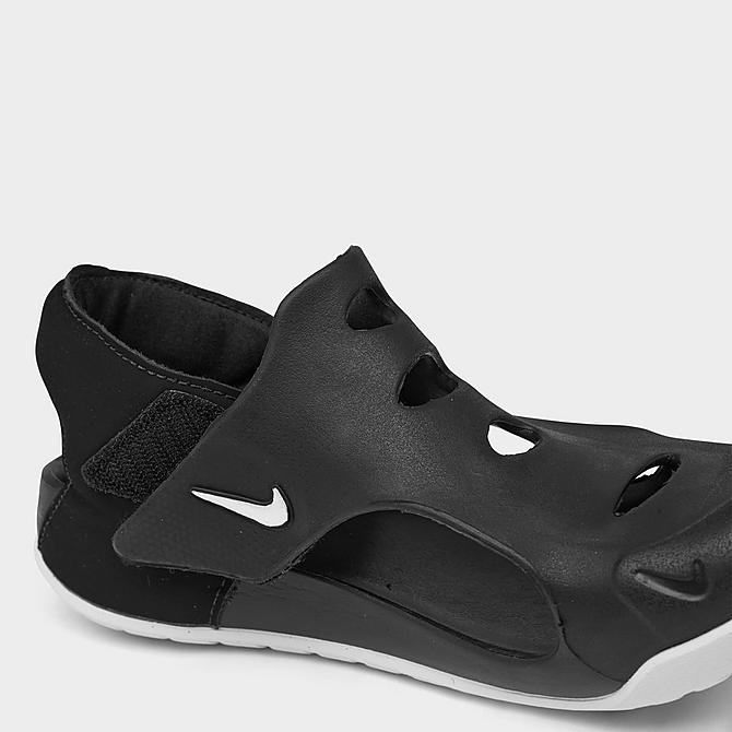 Front view of Little Kids' Nike Sunray Protect 3 Slide Sandals in Black/White Click to zoom