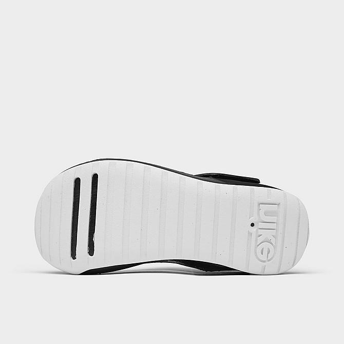 Bottom view of Little Kids' Nike Sunray Protect 3 Slide Sandals in Black/White Click to zoom