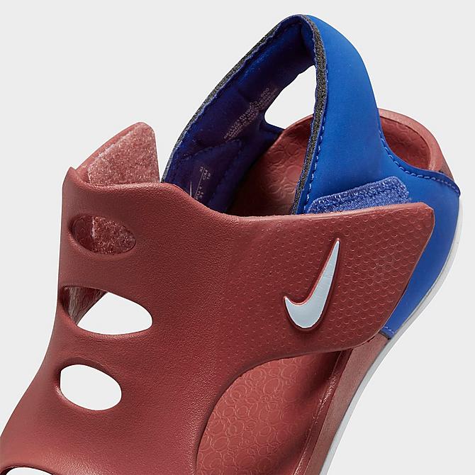 Front view of Little Kids' Nike Sunray Protect 3 Slide Sandals in Canyon Rust/Aura/Game Royal Click to zoom
