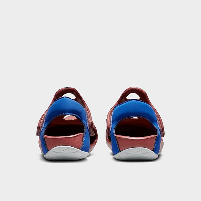 Left view of Little Kids' Nike Sunray Protect 3 Slide Sandals in Canyon Rust/Aura/Game Royal Click to zoom