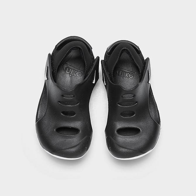 Back view of Kids' Toddler Nike Sunray Protect 3 Slide Sandals in Black/White Click to zoom