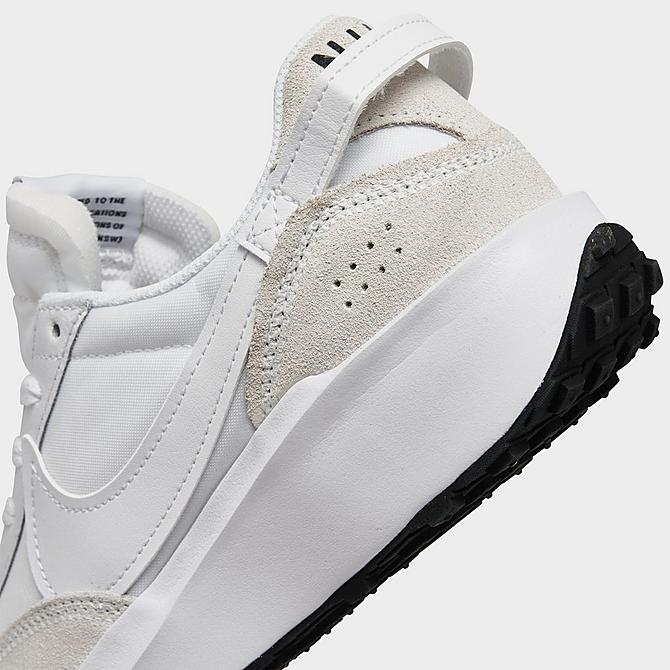 Front view of Women's Nike Waffle Debut Casual Shoes in White/White/Black/Orange/Clear Click to zoom