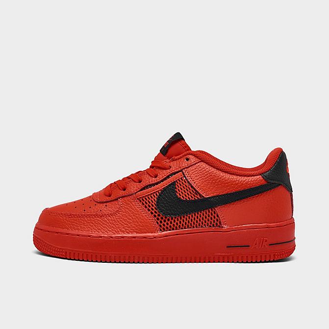 Right view of Big Kids' Nike Air Force 1 LV8 Casual Shoes in Habanero Red/Black/Habanero Red/White Click to zoom