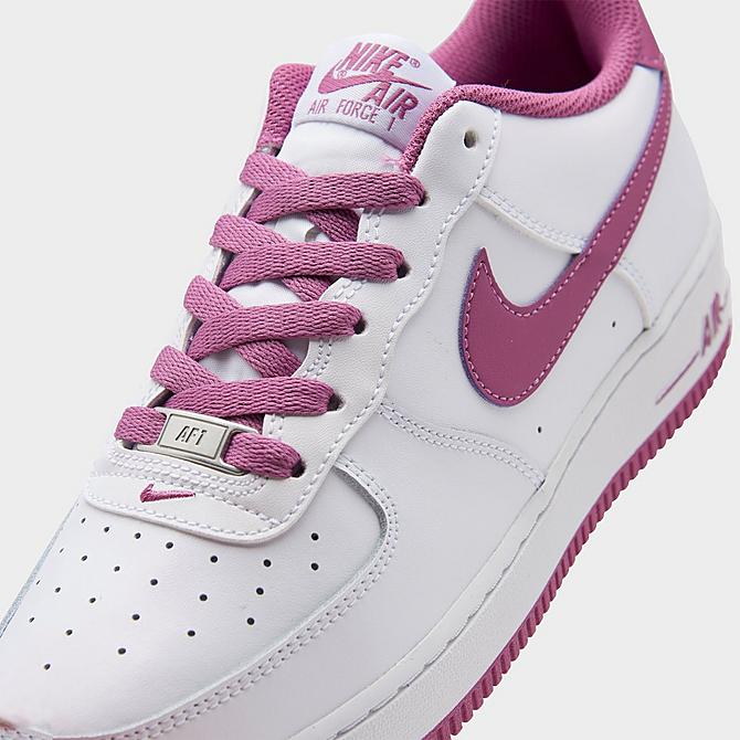 Front view of Big Kids' Nike Air Force 1 '06 Casual Shoes in White/White/Light Bordeaux Click to zoom