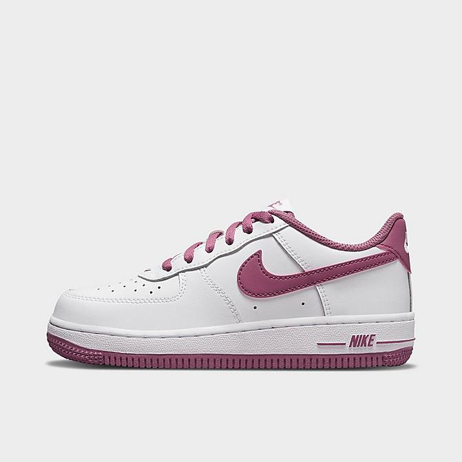 Right view of Little Kids' Nike Force 1 '06 Casual Shoes in White/White/Light Bordeaux Click to zoom