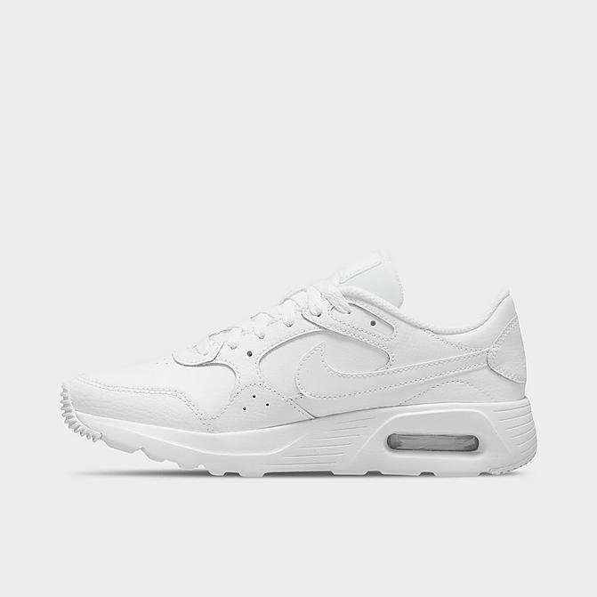 Right view of Women's Nike Air Max SC Leather Casual Shoes in White/White/White Click to zoom