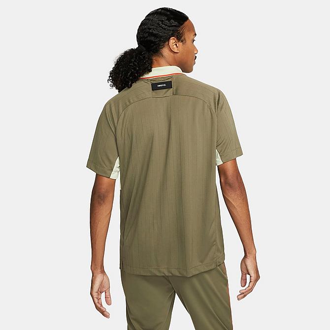 [angle] view of Men's Nike FC Tribuna Soccer Jersey in Olive Green Click to zoom