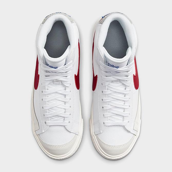 Back view of Big Kids' Nike Blazer Mid '77 SE Casual Shoes in White/Gym Red/Light Smoke Grey/Phantom Click to zoom