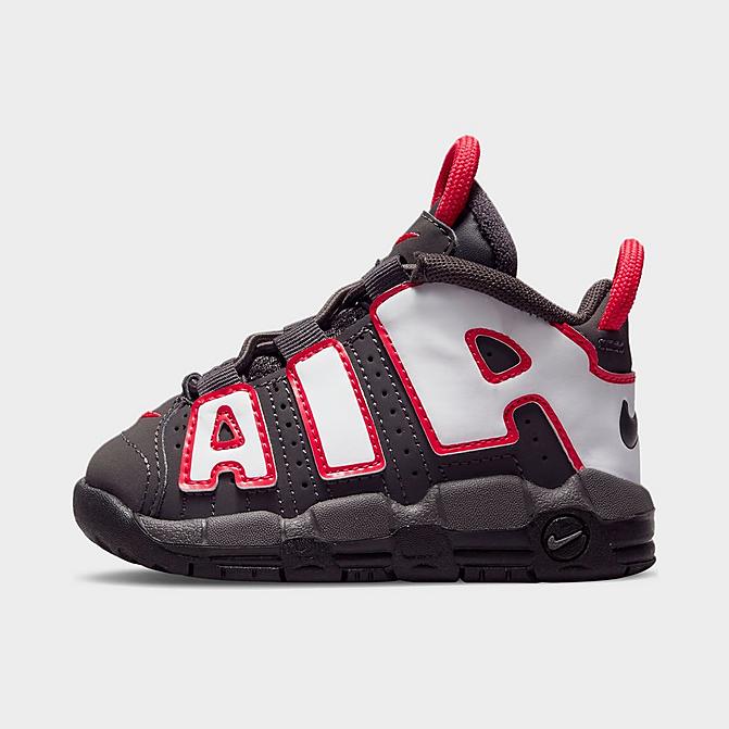 Right view of Kids' Toddler Nike Air More Uptempo Basketball Shoes in Medium Ash/Black/Siren Red/White Click to zoom