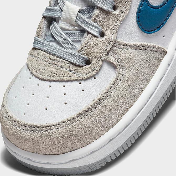 Front view of Kids' Toddler Nike Force 1 LV8 Casual Shoes in Light Smoke Grey/Marina/White/Light Smoke Grey Click to zoom