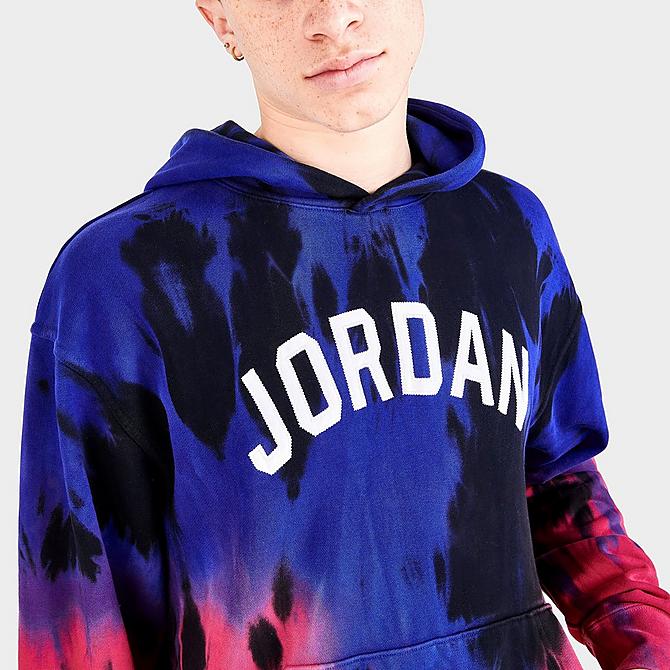 On Model 5 view of Men's Jordan Sport DNA Statement Pullover Hoodie in Medium Blue Click to zoom