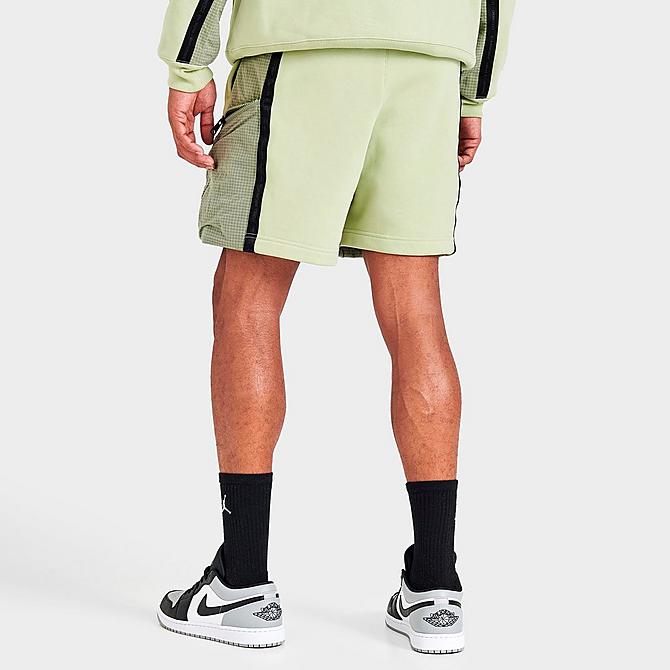 Back Right view of Men's Jordan 23 Engineered French Terry Shorts in Olive Aura/Jade Stone Click to zoom