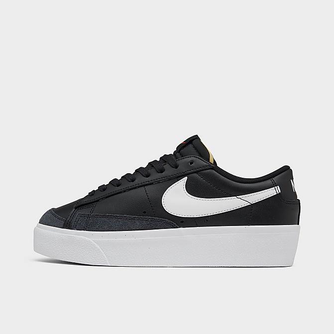 Right view of Women's Nike Blazer Low Platform Casual Shoes in Black/Black/Black/White Click to zoom