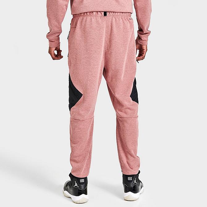 Back Right view of Men's Jordan Dri-FIT Air Fleece Pants in Fossil Rose/Black/Reflective Silver Click to zoom