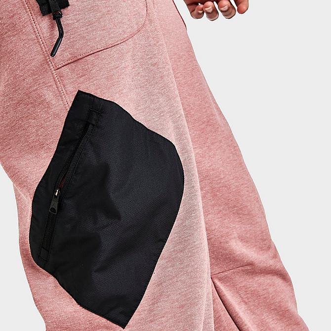 On Model 6 view of Men's Jordan Dri-FIT Air Fleece Pants in Fossil Rose/Black/Reflective Silver Click to zoom