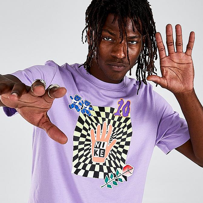 Front view of Men's Nike Sportswear A.I.R. Graphic T-Shirt in Lilac Click to zoom