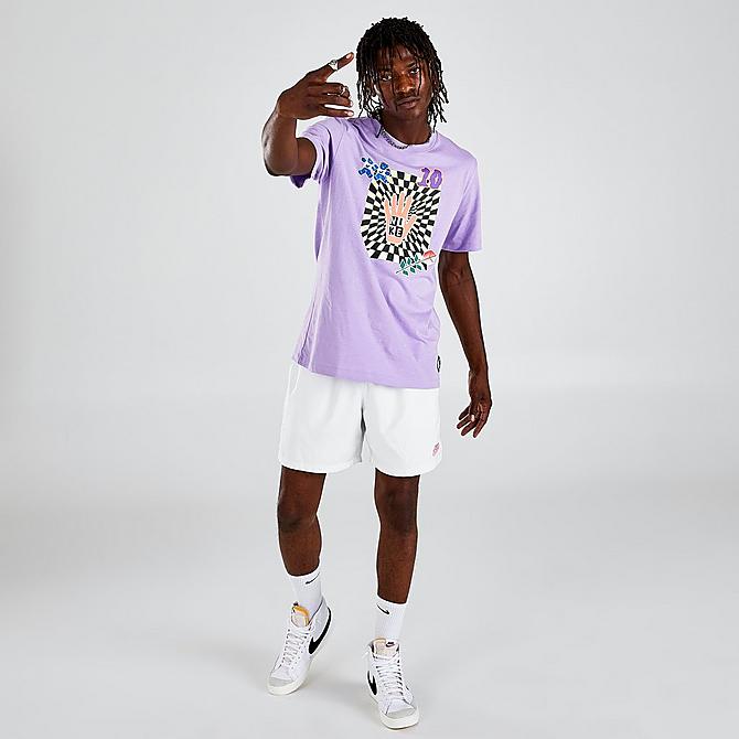 Front Three Quarter view of Men's Nike Sportswear A.I.R. Graphic T-Shirt in Lilac Click to zoom