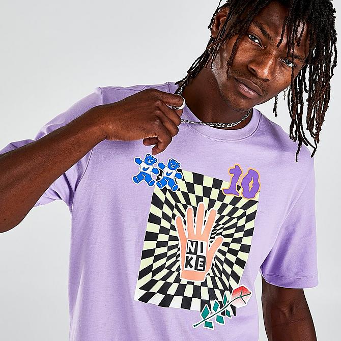On Model 6 view of Men's Nike Sportswear A.I.R. Graphic T-Shirt in Lilac Click to zoom