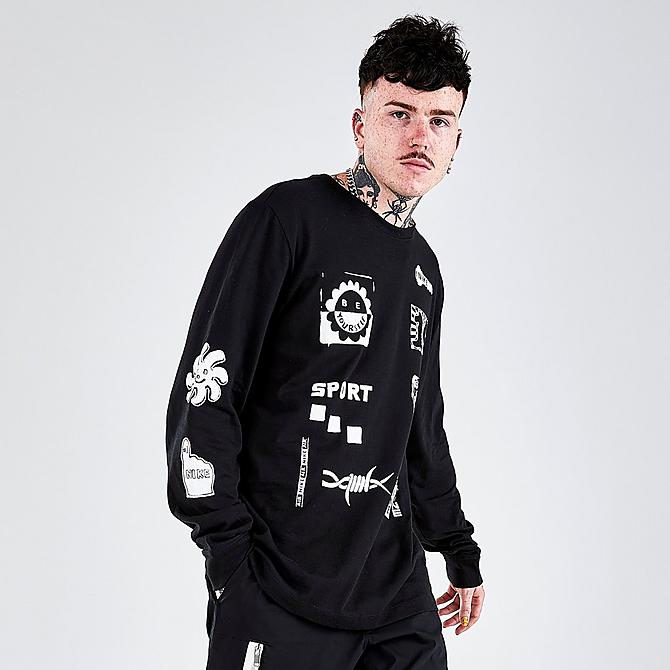 Back Left view of Men's Nike Sportswear A.I.R. Machine Graphic Long-Sleeve T-Shirt in Black Click to zoom