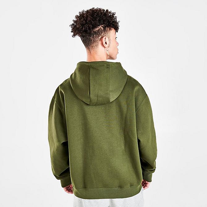 Back Right view of Men's Nike ACG Therma-FIT Troll Graphic Print Pullover Hoodie in Cargo Khaki/Black/Summit White Click to zoom