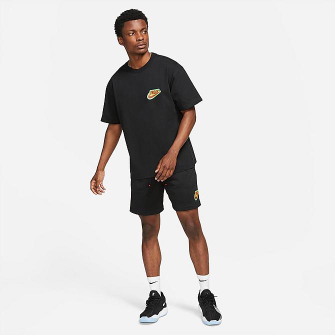 Front Three Quarter view of Men's Nike Giannis Freak Short-Sleeve T-Shirt in Black Click to zoom