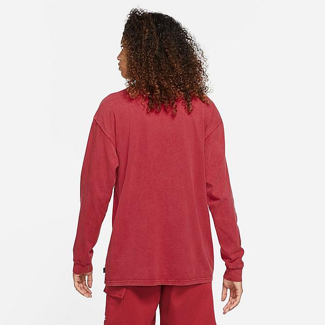 Back Left view of Men's Nike Sportswear Air Max 90 Long-Sleeve T-Shirt in Pomegranate/Black Click to zoom