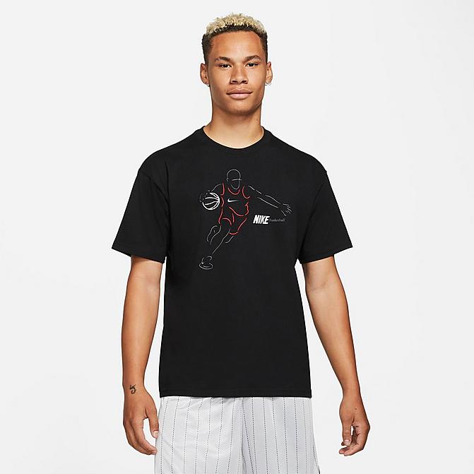 Front view of Men's Nike Basketball Player Graphic T-Shirt in Black Click to zoom