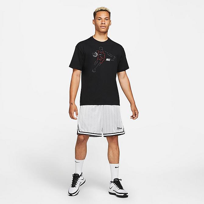 Front Three Quarter view of Men's Nike Basketball Player Graphic T-Shirt in Black Click to zoom