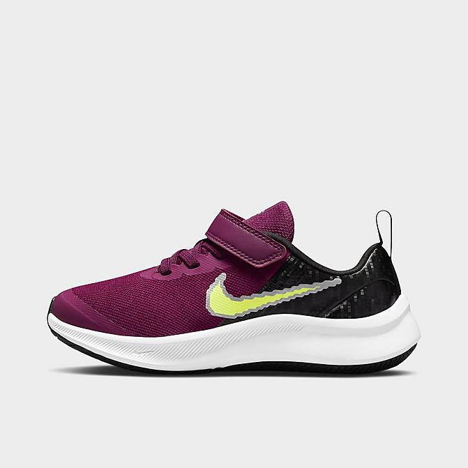 Right view of Little Kids' Nike Star Runner 3 SE Hook-and-Loop Running Shoes in Sangria/Volt/Black/White Click to zoom