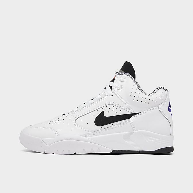 Right view of Men's Nike Air Flight Lite Mid Casual Shoes in White/Black Click to zoom