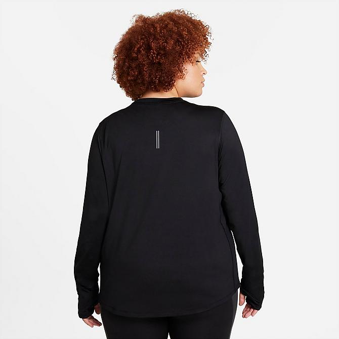 Back Left view of Women's Nike Dri-FIT Element Crewneck Training Top (Plus Size) in Black Click to zoom