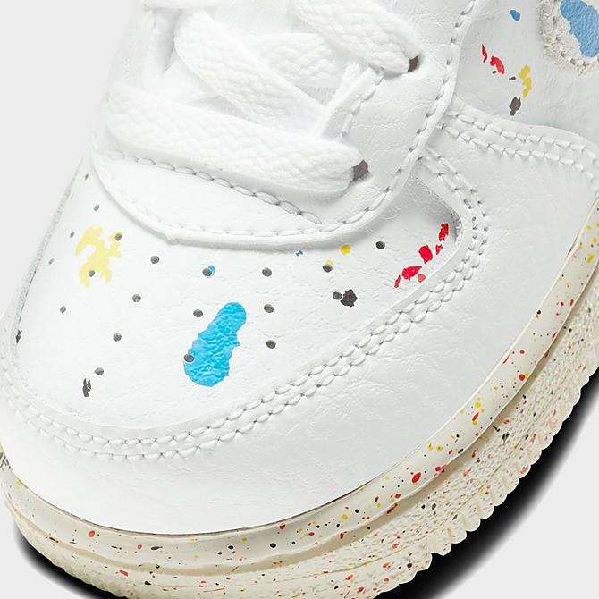 Front view of Kids' Toddler Nike Air Force 1 Paint Splatter Casual Shoes in White/Sail/White/White Click to zoom