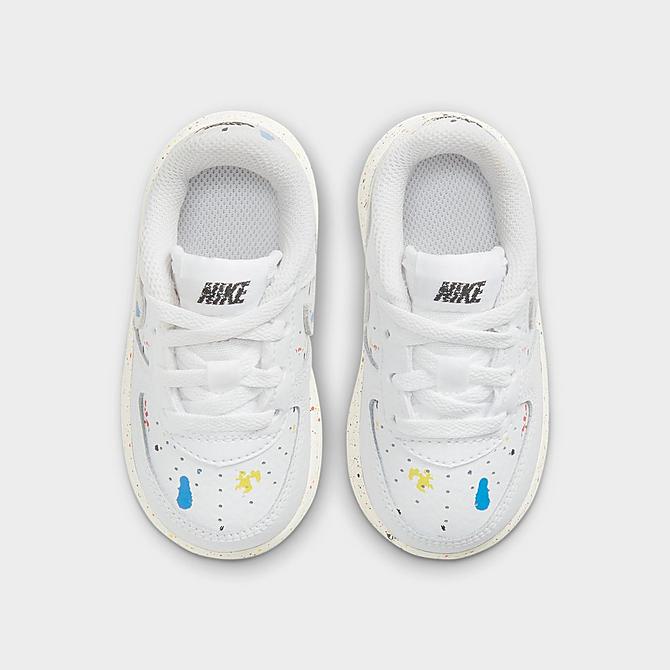 Back view of Kids' Toddler Nike Air Force 1 Paint Splatter Casual Shoes in White/Sail/White/White Click to zoom