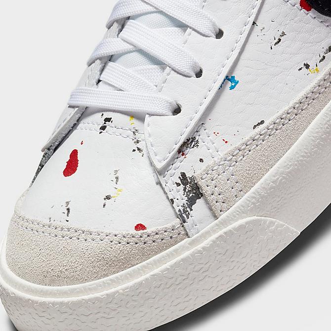 Front view of Big Kids' Nike Blazer Mid '77 Paint Splatter Casual Shoes in White/Black/White/Sail Click to zoom