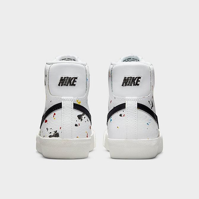 Left view of Big Kids' Nike Blazer Mid '77 Paint Splatter Casual Shoes in White/Black/White/Sail Click to zoom
