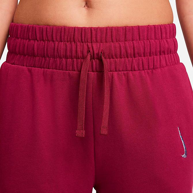 Back Right view of Girls' Nike Yoga Pants (Plus Size) in Rush Maroon Click to zoom