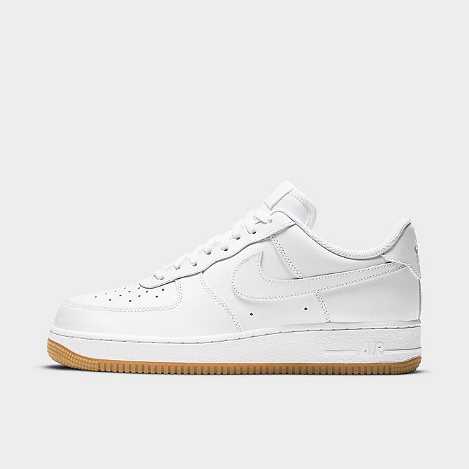 Right view of Men's Nike Air Force 1 '07 Gum Casual Shoes in White/White/Gum Light Brown Click to zoom