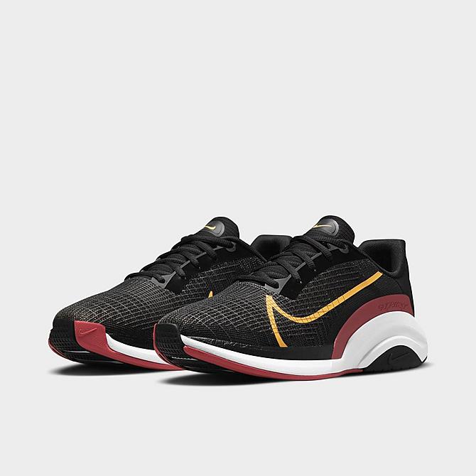 Three Quarter view of Men's Nike ZoomX SuperRep Surge Training Shoes in Black/Solar Flare/Dark Cayenne Click to zoom
